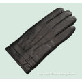 Men's Black Sheep Skin Leather Glove with Polyester Lining (SW248)